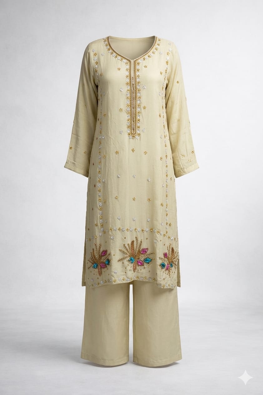 Ivory Floral Suit